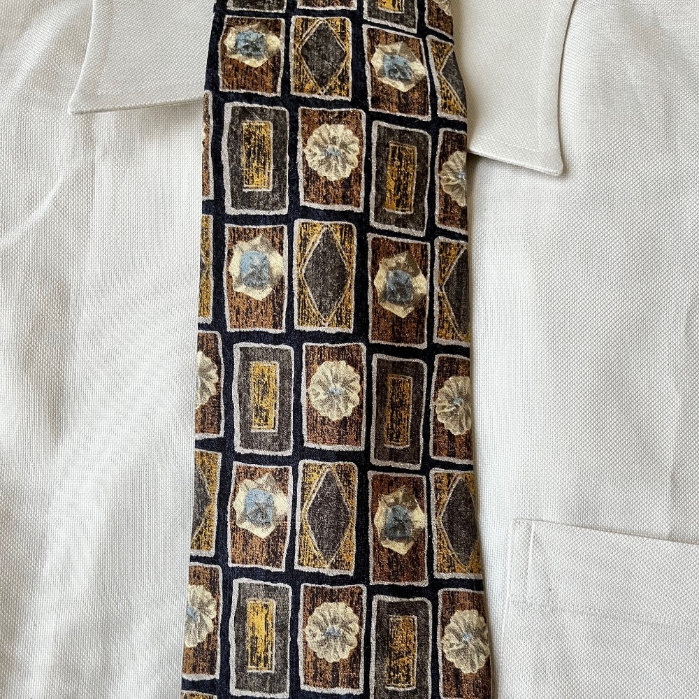 Ermenegildo Zegna Mens 100% Silk Necktie Neck Tie Vintage Abstract 4" Wide